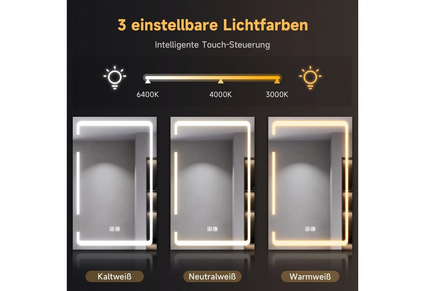 SONNI Doppeltüriger Badspiegelschrank mit 3 Farblichtern - Bild 4