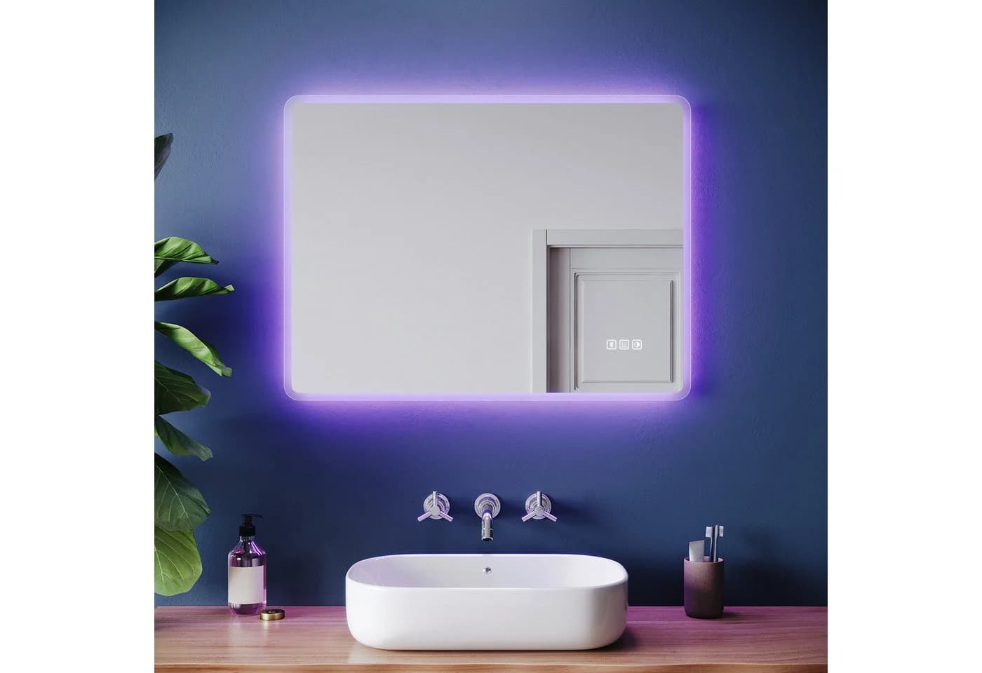 SONNI LED Badspiegel mit Aluminiumrahmen IP44