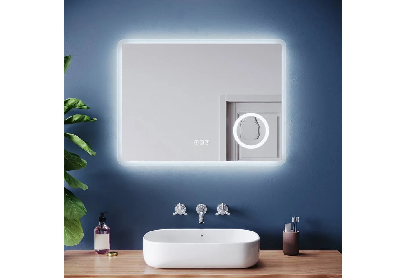SONNI Badspiegel LED mit Touch-Schalter, Anti-Beschlag & Vergrößerung - Bild 2