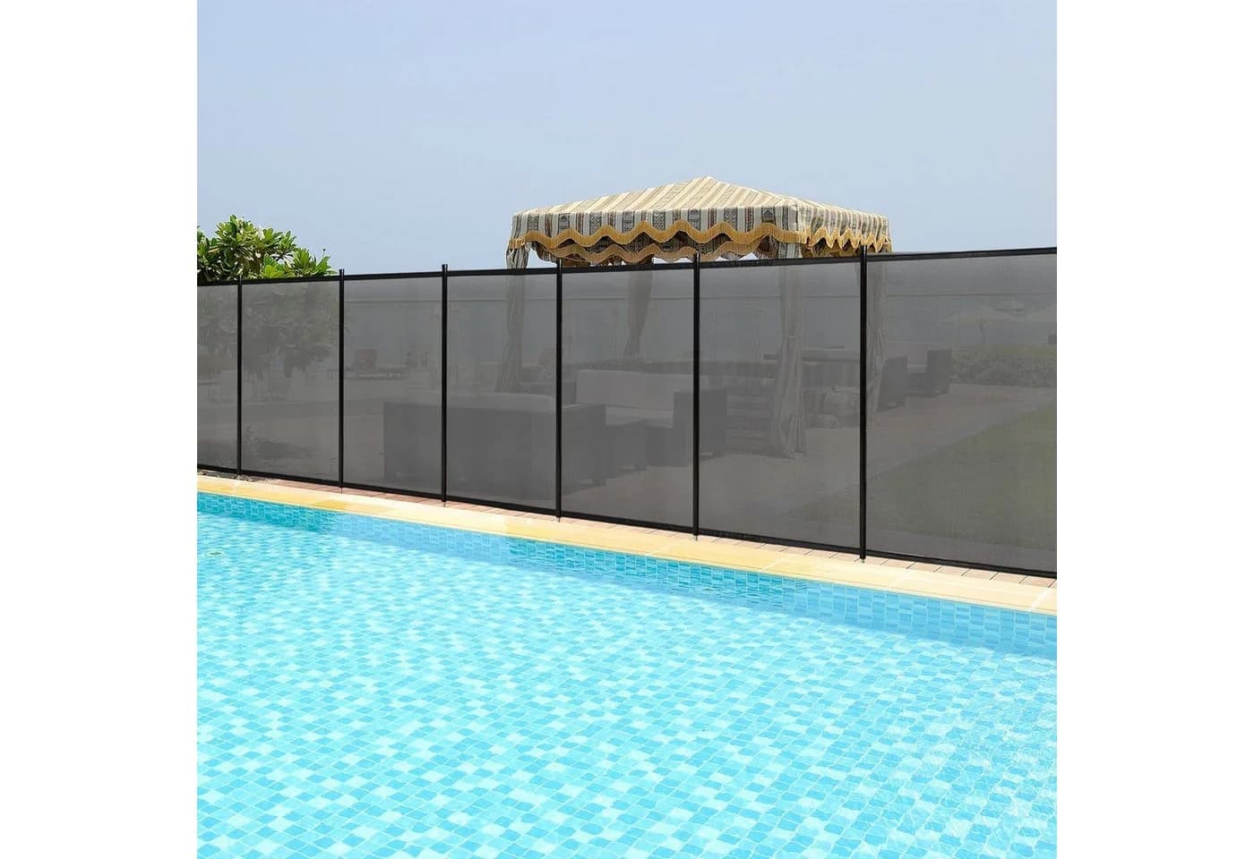 KOMFOTTEU Poolzaun Schutzzaun Zaunsichtschutz faltbar 360x125cm schwarz - Bild 5