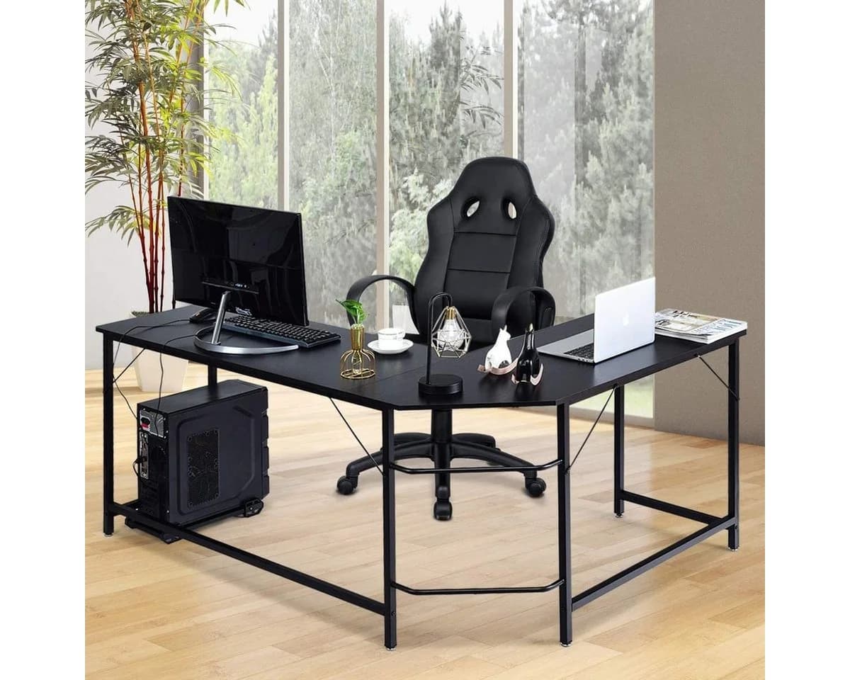 COSTWAY Eckschreibtisch L-Form 168x125x74 cm mit CPU-Ständer - Bild 3
