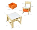 COSTWAY Kindersitzgruppe 3-tlg. Kindertisch mit 2 Stühlen Stauraum & Tafel Orange Bild 1