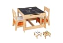 COSTWAY Kindersitzgruppe 3-tlg. Kindertisch mit 2 Stühlen Stauraum & Tafel Orange Bild 2