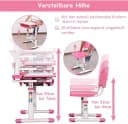 COSTWAY Kinderschreibtisch Rosa mit Stuhl, Lampe & Schublade, höhenverstellbar Bild 4