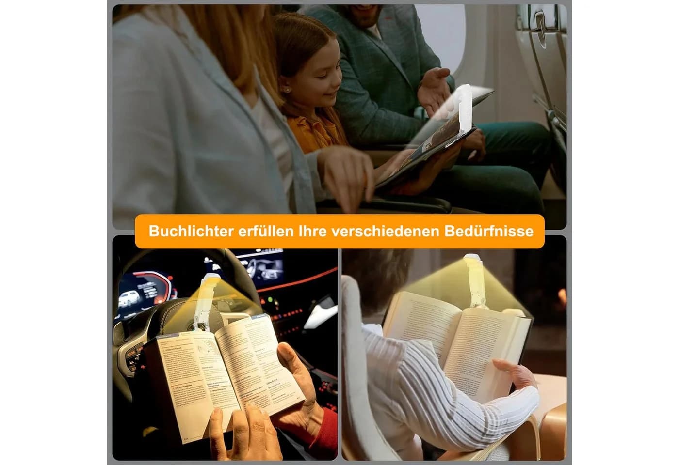 DESUO LED Leselampe Buch Klemme 3 Farbtöne 5 Helligkeit Einstellbar für Kinder
