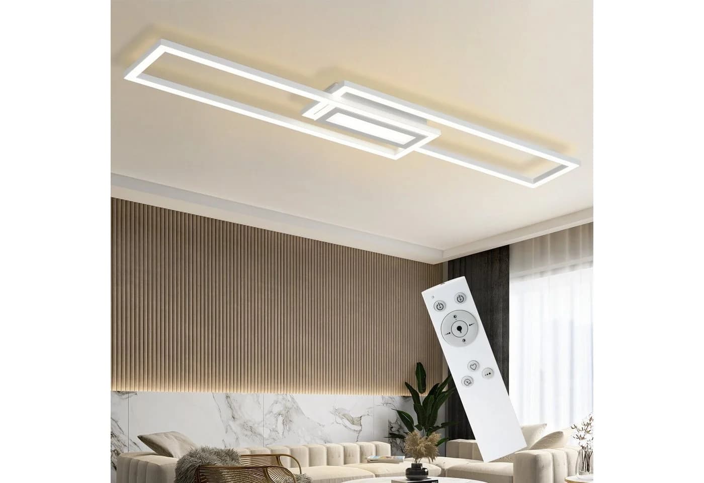 Nettlife LED Deckenleuchte Modern Dimmbar Schwarz 50W 95CM Geometrisch - Bild 2