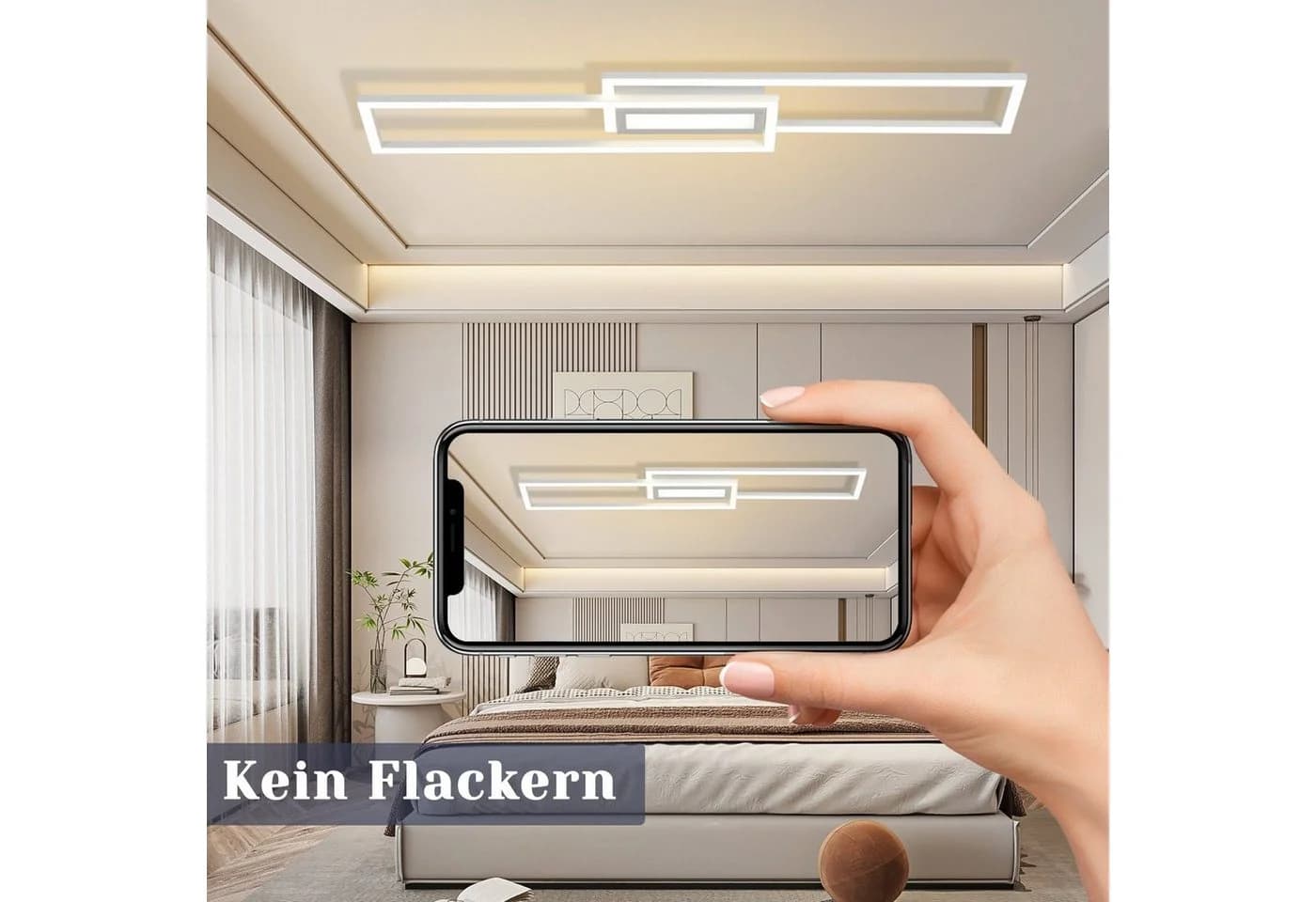 Nettlife LED Deckenleuchte Modern Dimmbar Schwarz 50W 95CM Geometrisch - Bild 5