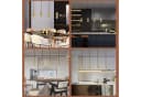 Nettlife Pendelleuchte 4-Flammig Holz Esstisch Höhenverstellbar LED wechselbar Gold Bild 3