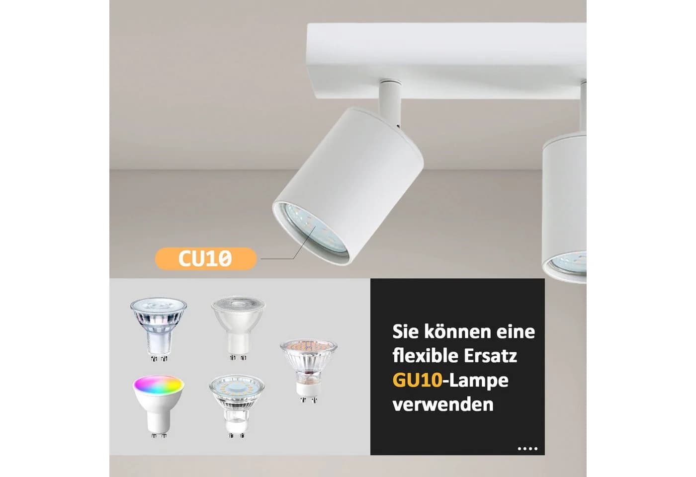 Nettlife Deckenstrahler Weiß GU10 LED wechselbar 350° schwenkbar - Bild 5