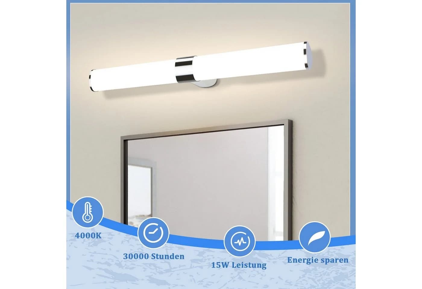 Nettlife LED Spiegelleuchte Chrom Wandlampe Neutralweiß