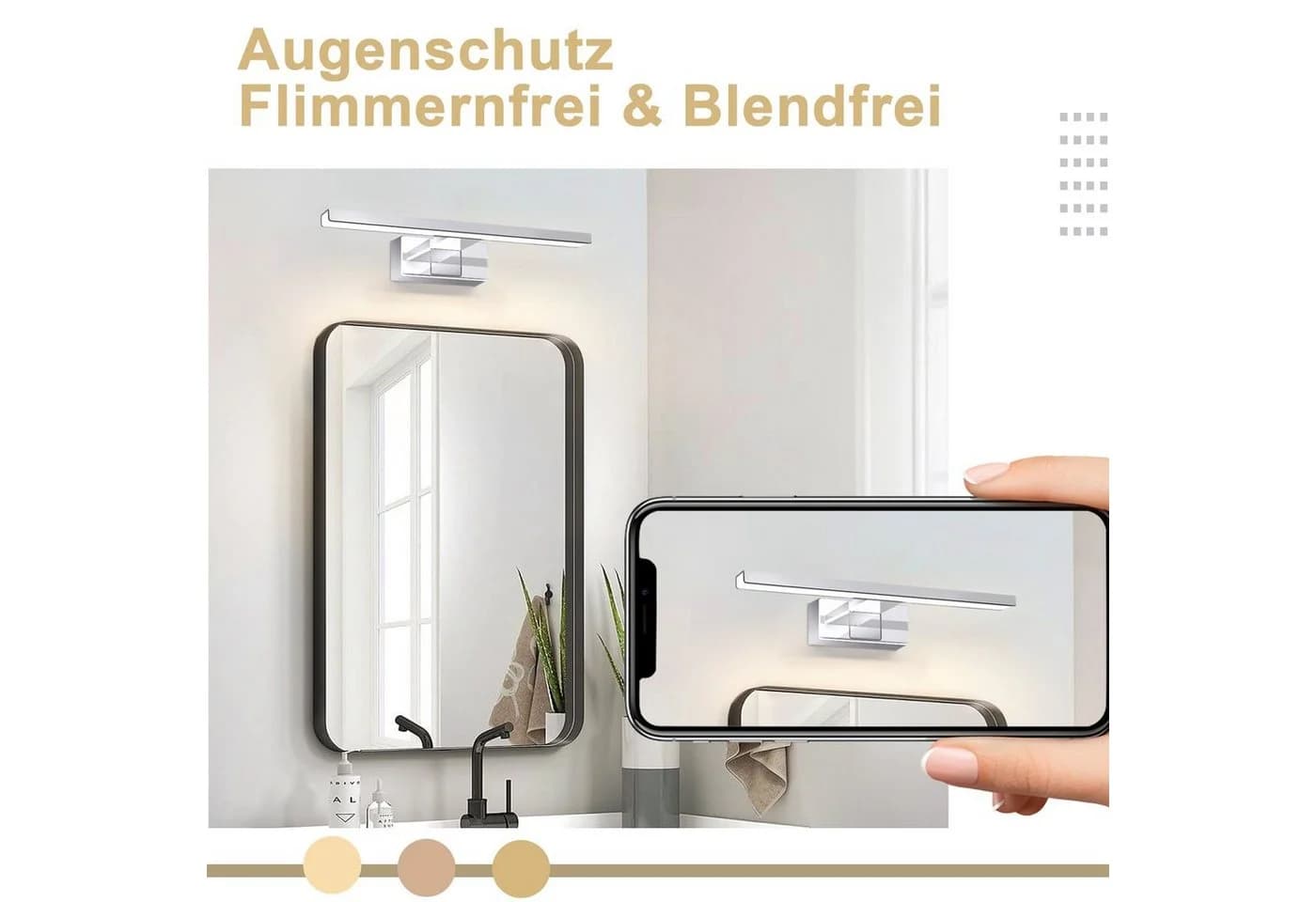Nettlife LED Spiegelleuchte Bad 40cm Neutralweiß - Bild 3