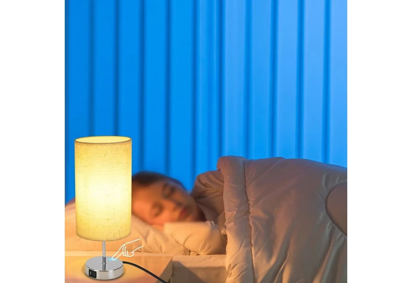 Nettlife Nachttischlampe Touch Dimmbar USB Ladefunktion LED Wechselbar Warmweiß