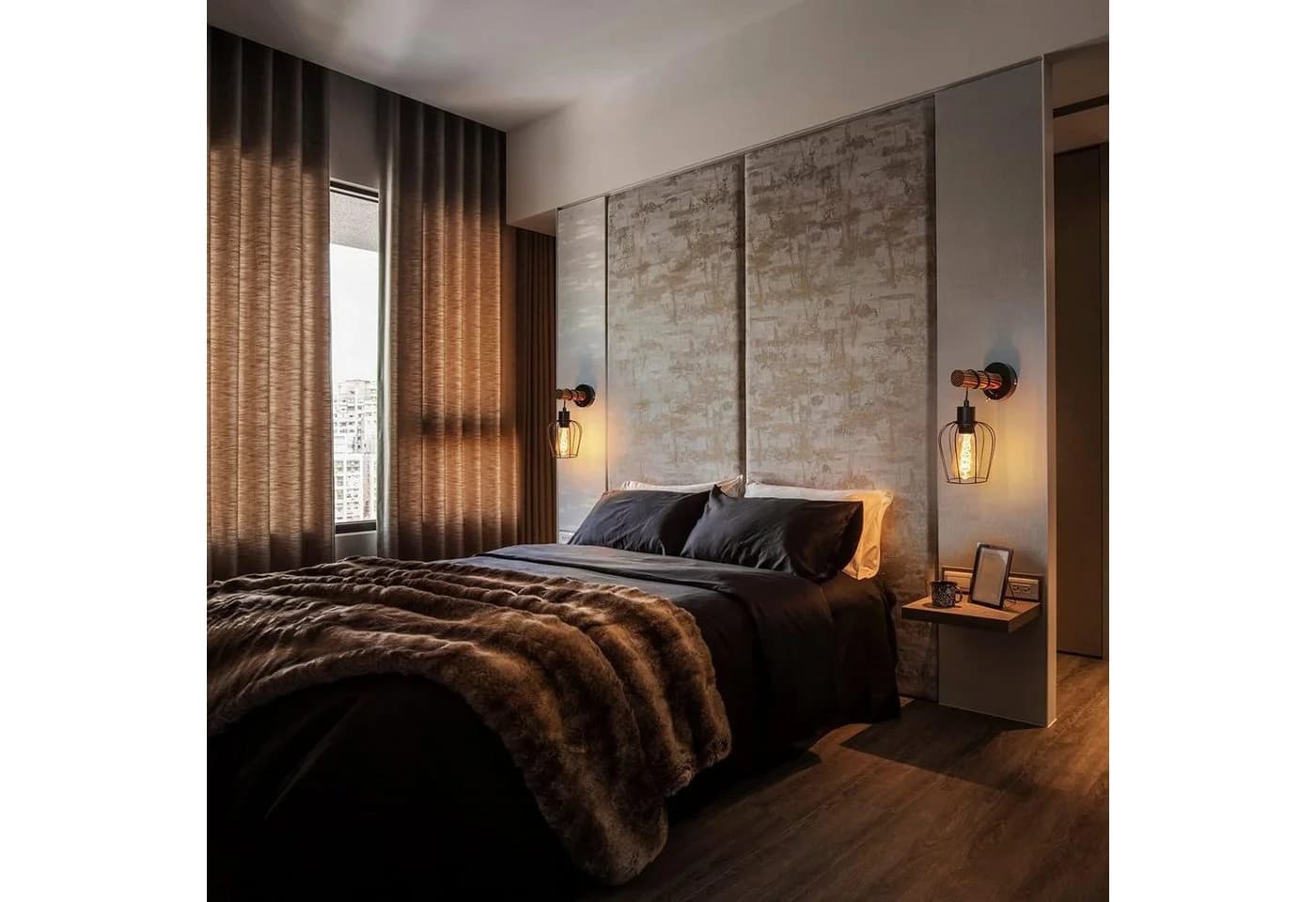Nettlife Wandleuchte Holz Vintage mit Schalter LED wechselbar