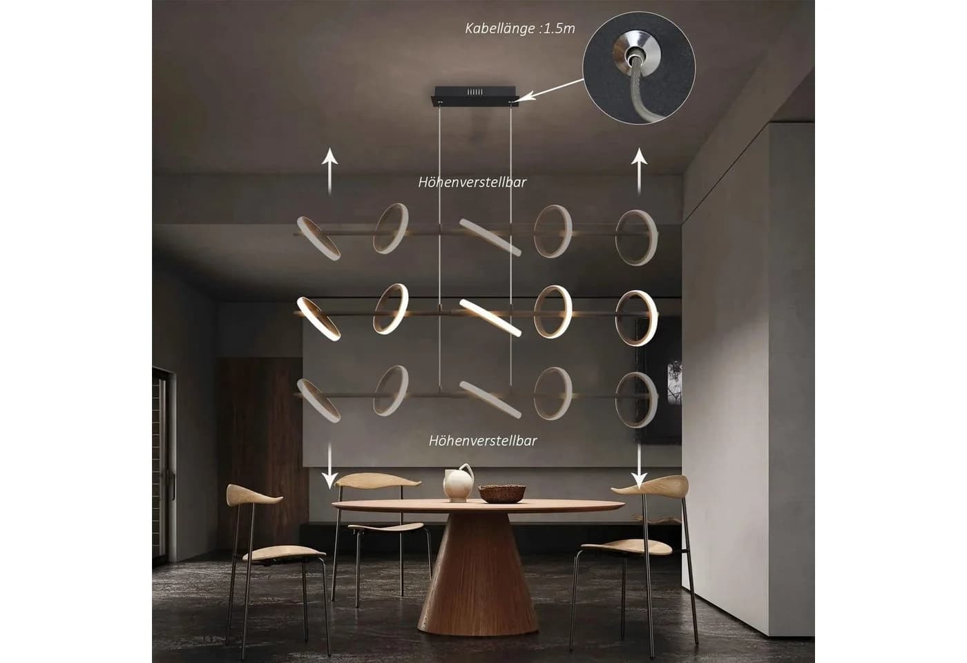 Nettlife LED Pendelleuchte Schwarz Modern Dimmbar - Bild 3