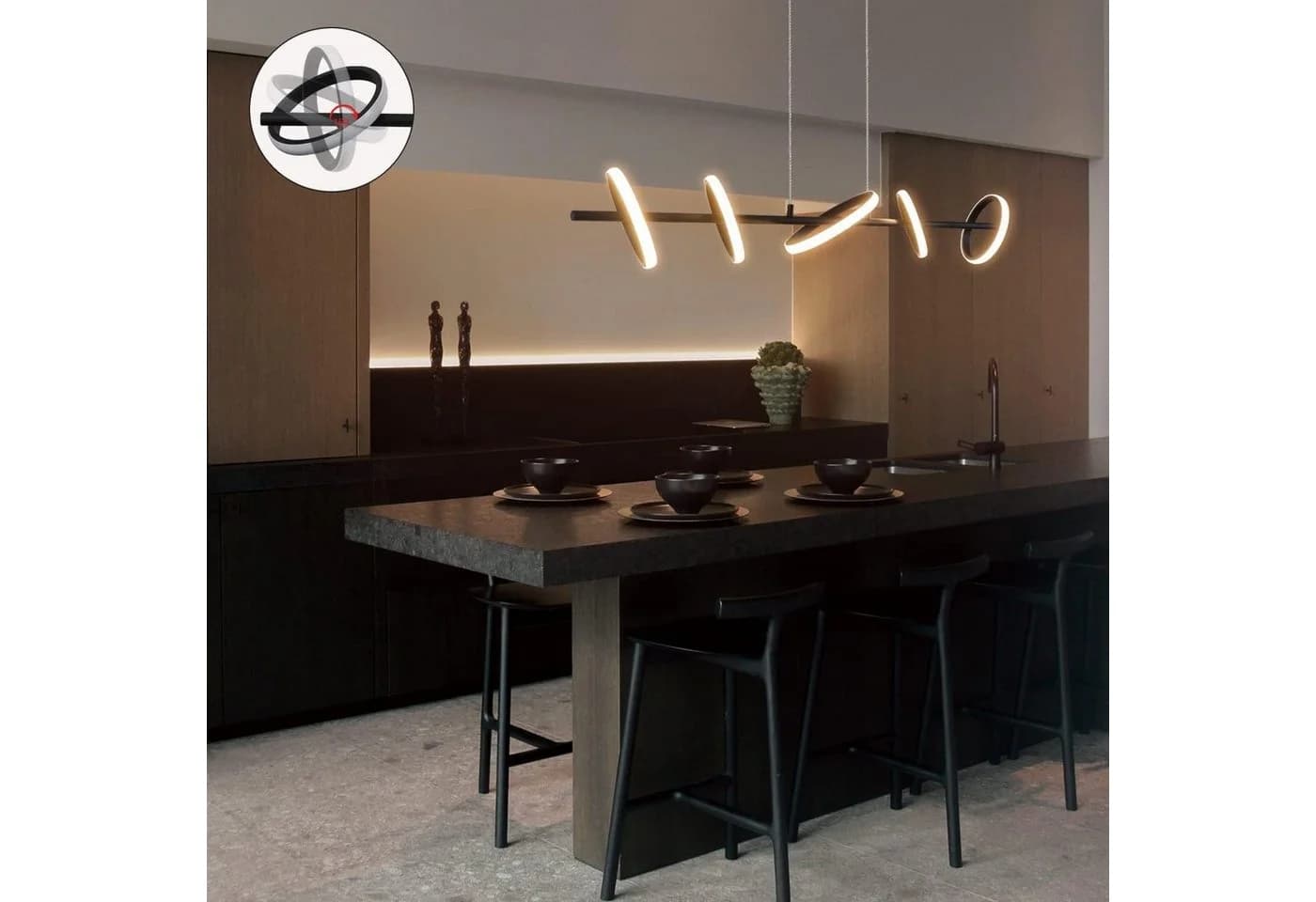 Nettlife LED Pendelleuchte Schwarz Modern Dimmbar - Bild 4