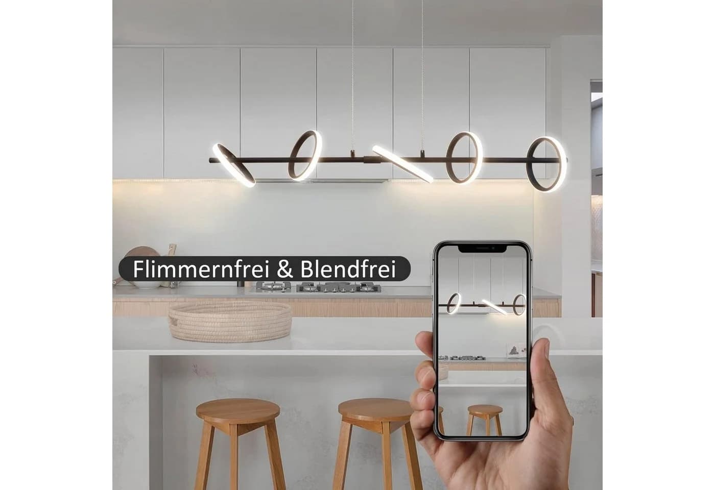 Nettlife LED Pendelleuchte Schwarz Modern Dimmbar - Bild 5