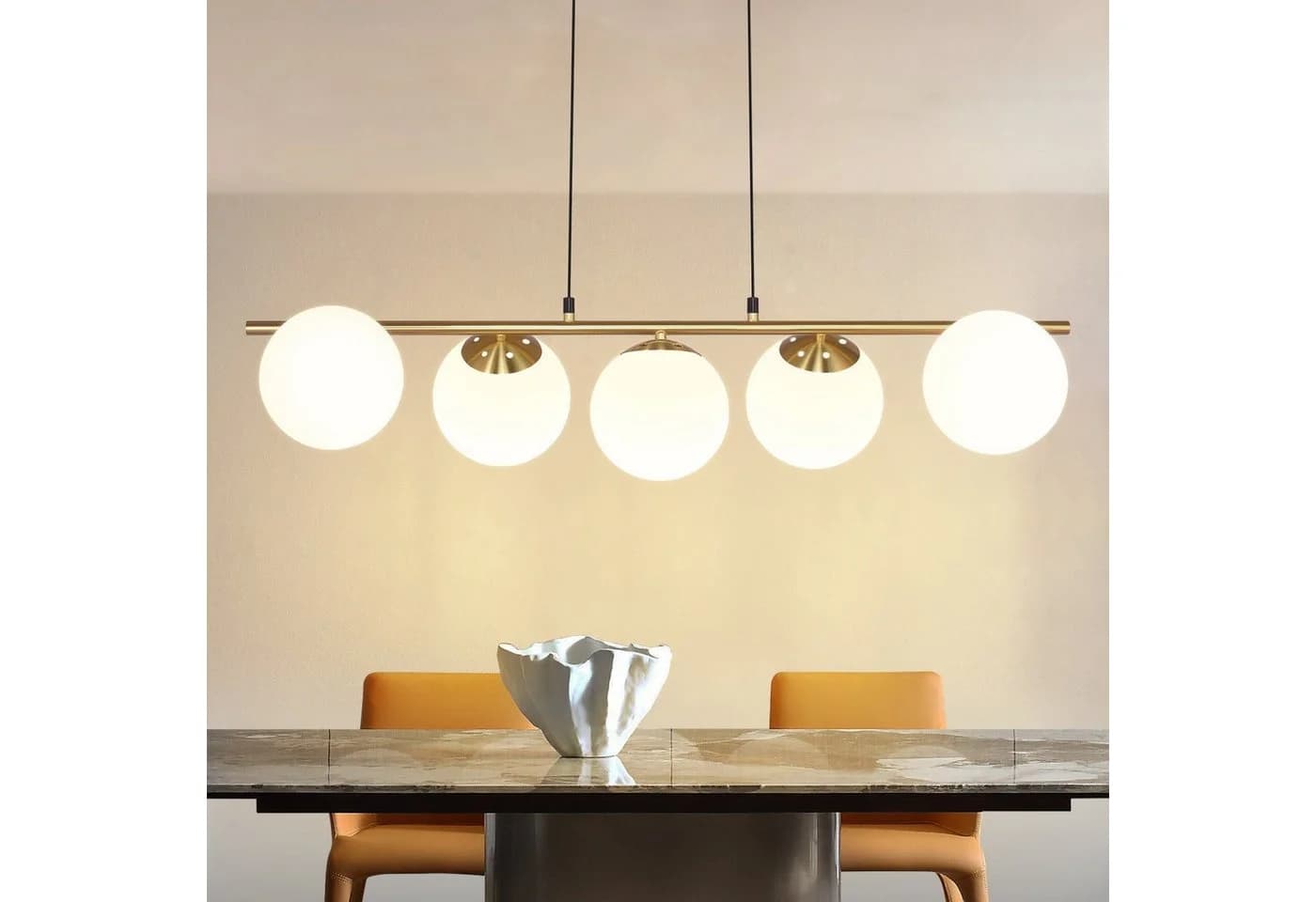 Nettlife Pendelleuchte Schwarz Glas Hängelampe E27 5-Flammig 150cm Höhenverstellbar LED wechselbar - Bild 2