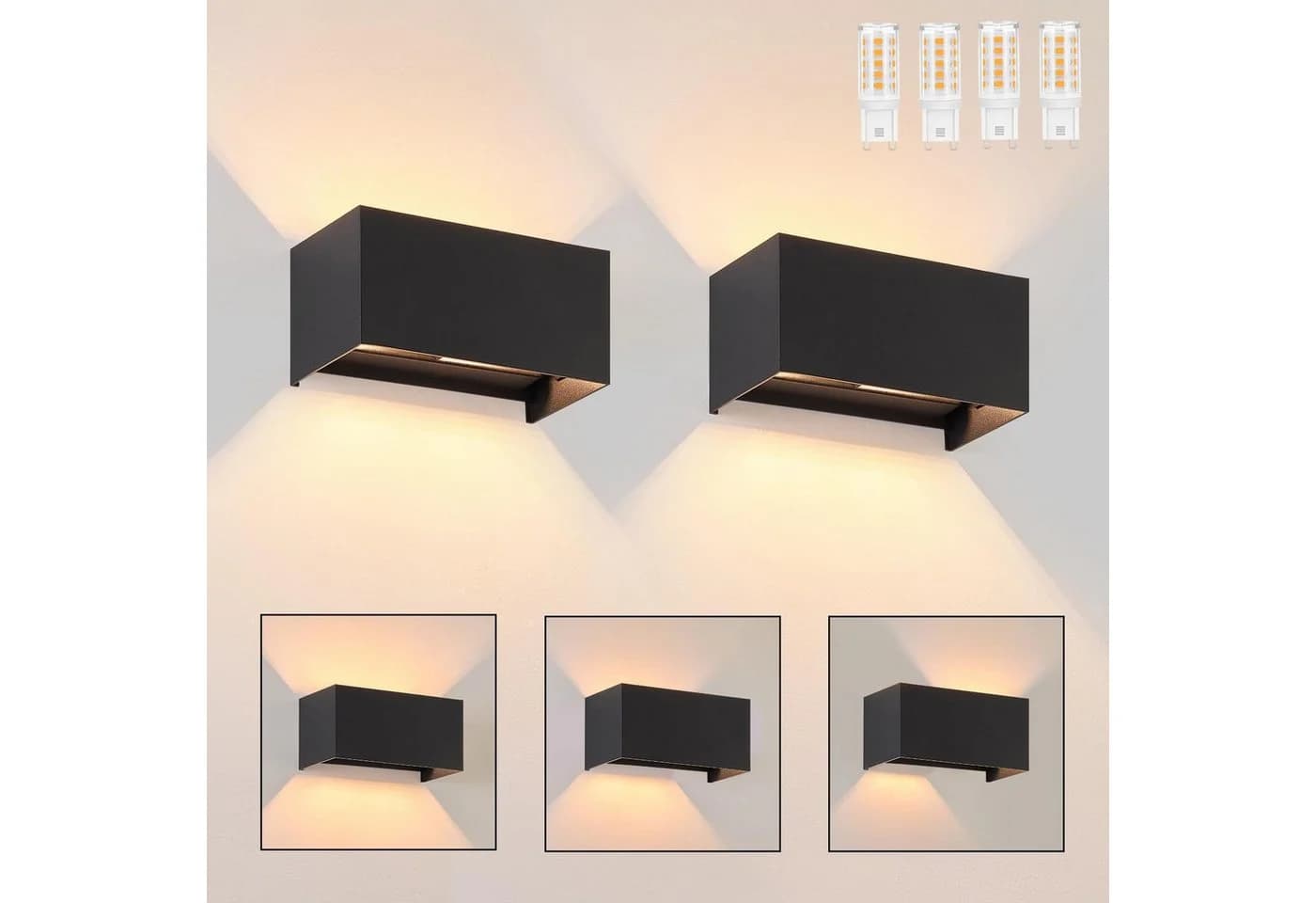 Nettlife LED Wandleuchte Schwarz Up und Down Außenlampe - Bild 2