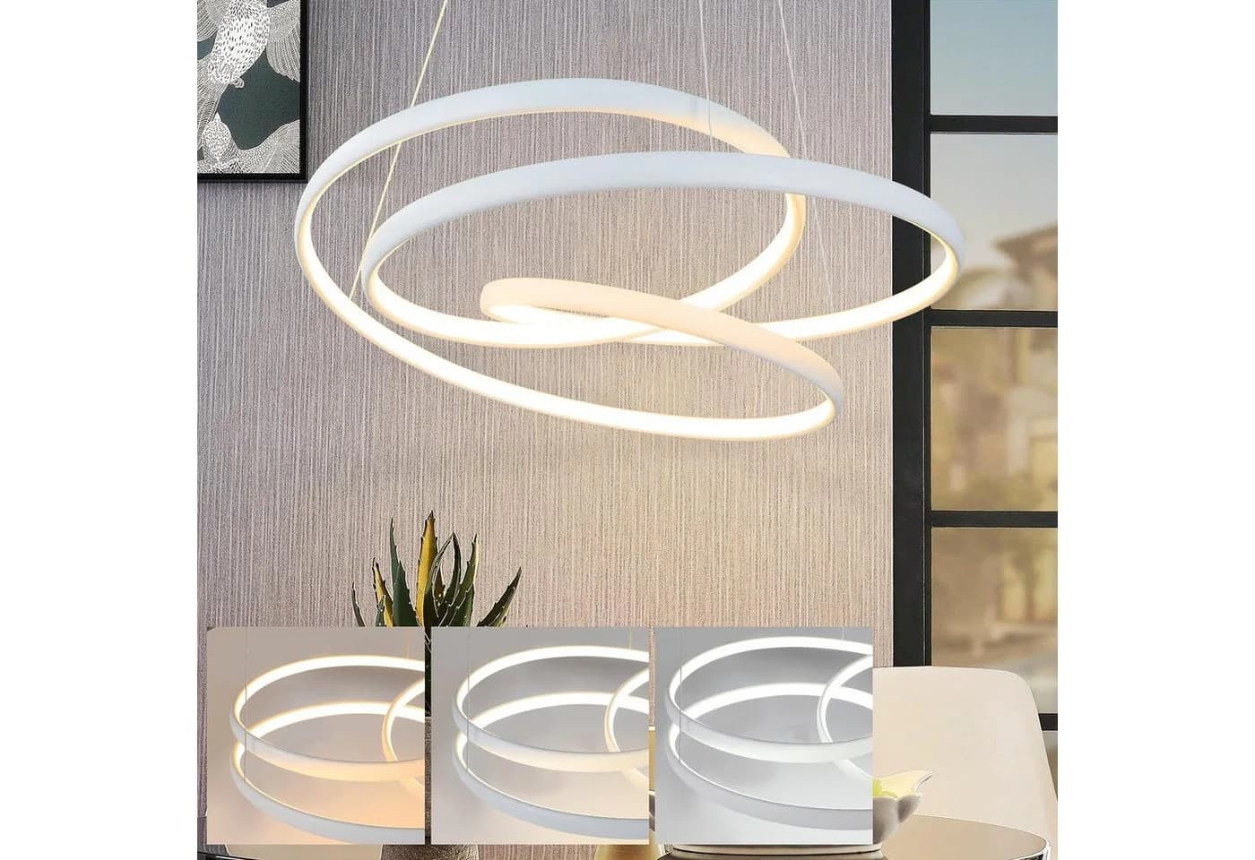Nettlife LED Pendelleuchte Schwarz Dimmbar mit Fernbedienung - Bild 2