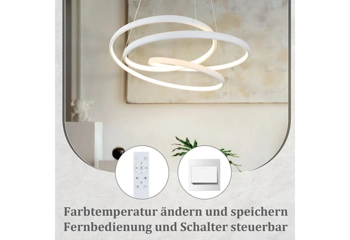 Nettlife LED Pendelleuchte Schwarz Dimmbar mit Fernbedienung - Bild 5