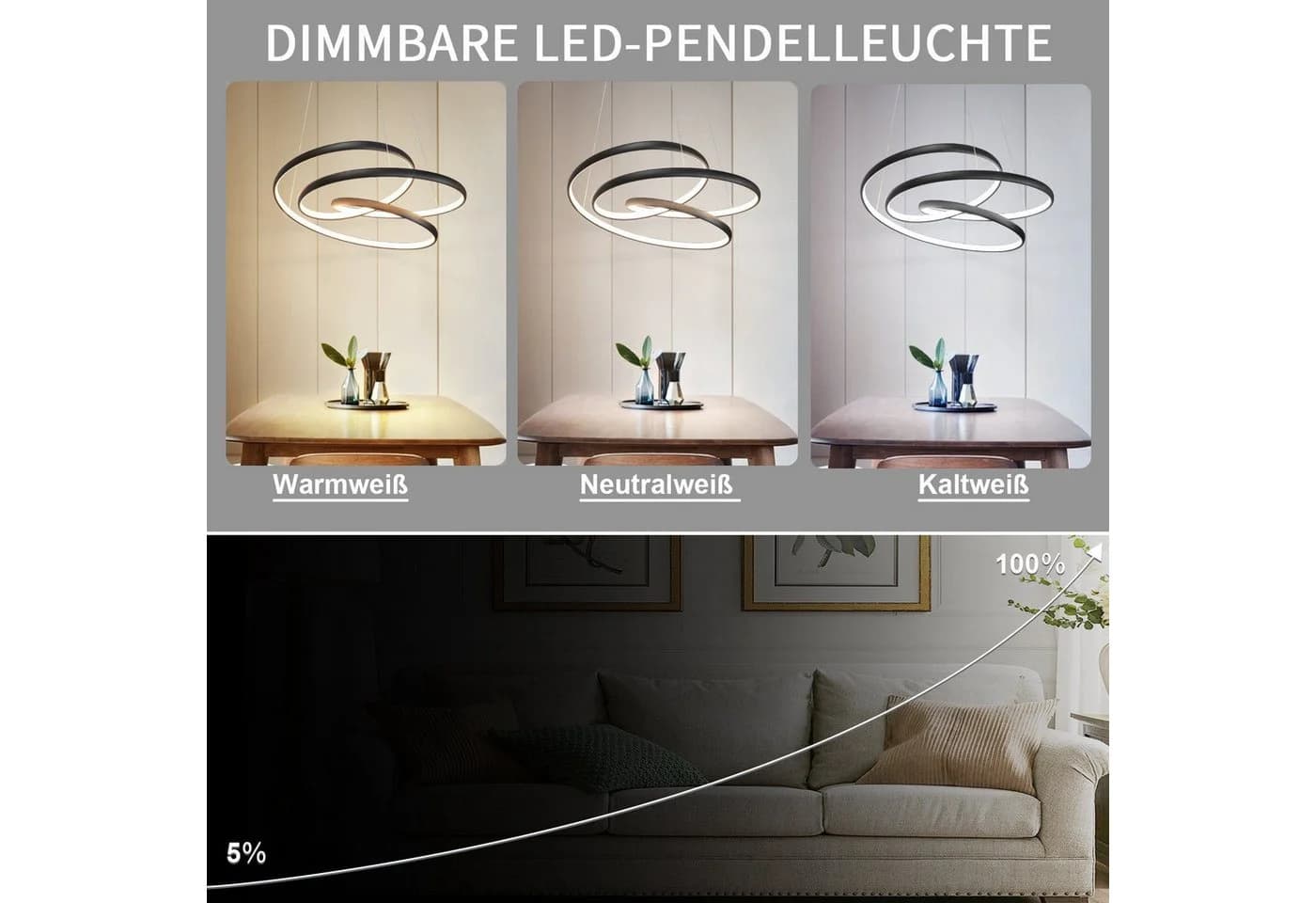 Moderne LED-Pendelleuchte in verschiedenen Farben - Bild 3