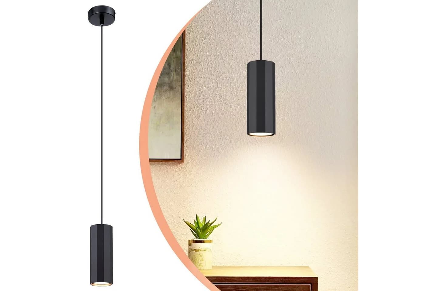 Nettlife Pendelleuchte GU10 Schwarz Modern Höhenverstellbar - Bild 2