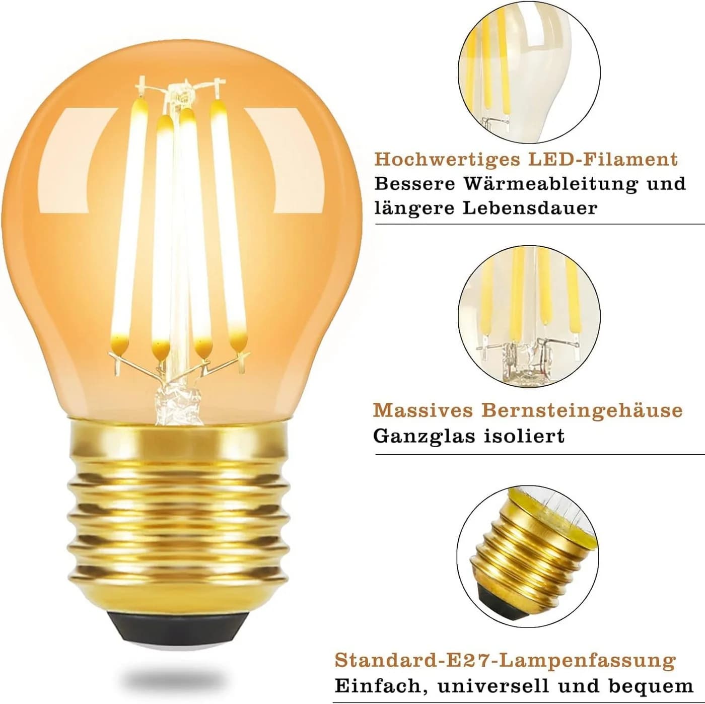 Nettlife LED-Leuchtmittel E27 6er-Pack Vintage Braun