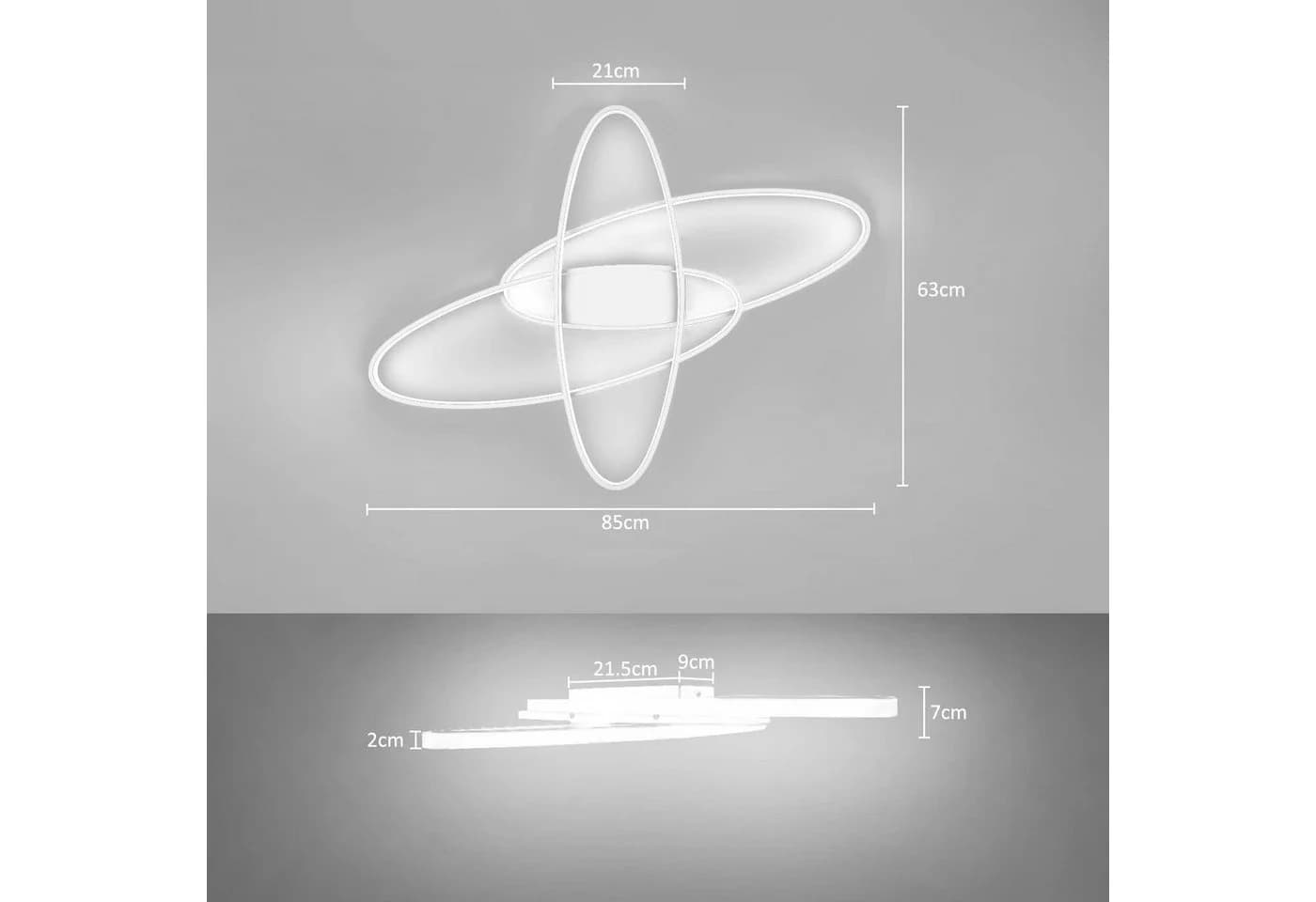 Nettlife LED Deckenleuchte Dimmbar Weiß 85x62x7cm - Bild 5