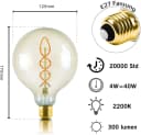 Nettlife LED E27 4W Edison Globelampen G125 Gold Bild 3