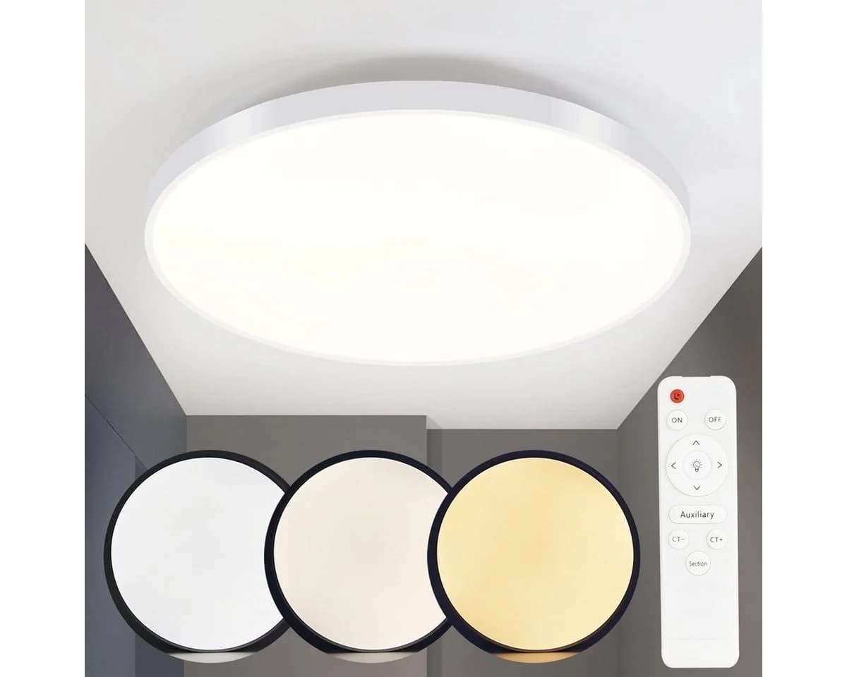 ZMH LED Deckenleuchte Dimmbar Schwarz Weiß 37cm - Bild 2
