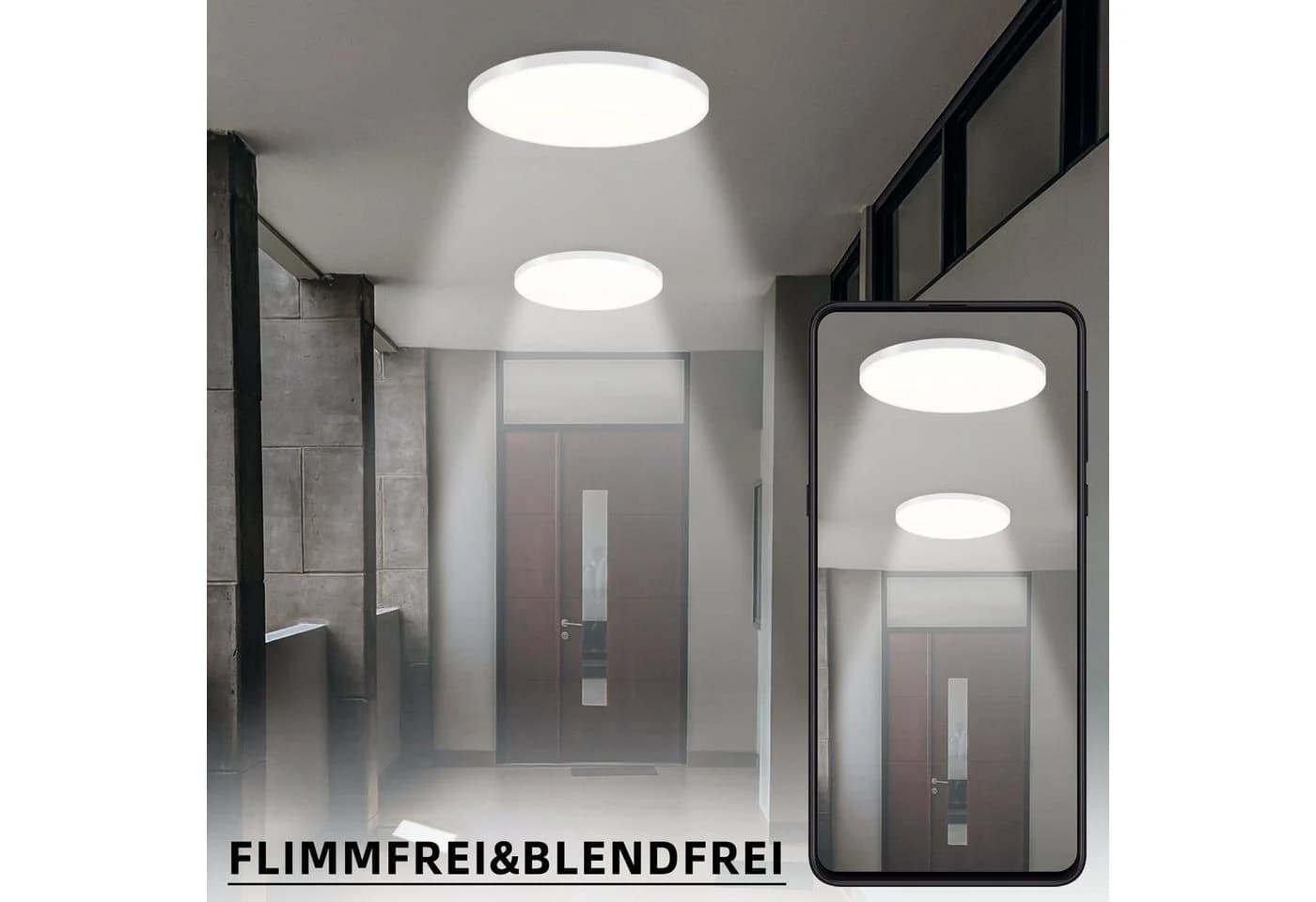 ZMH LED Deckenleuchte Dimmbar Schwarz Weiß 37cm - Bild 4