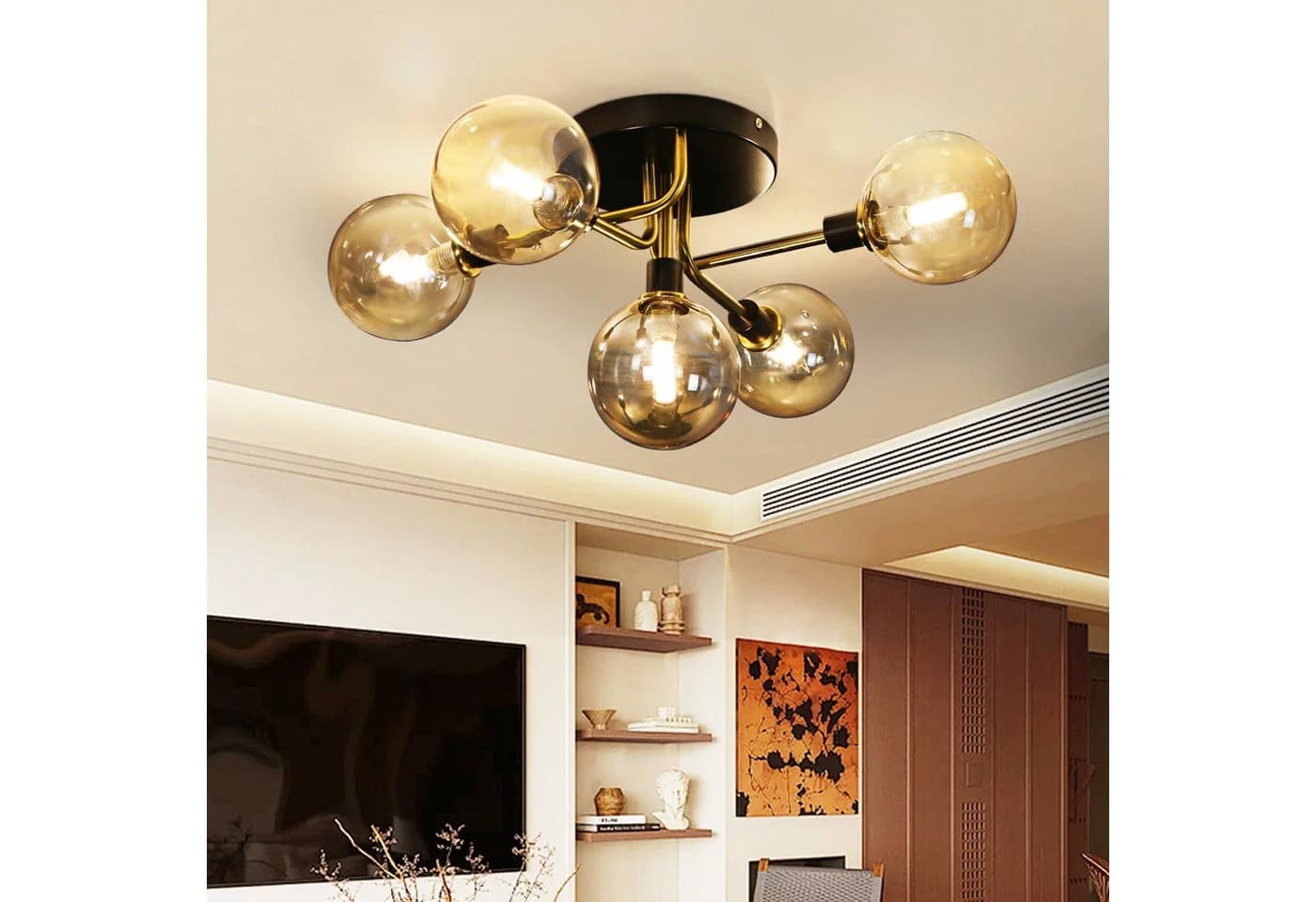 Nettlife LED Deckenleuchte 5-flammig 67 cm Bernstein - Bild 2
