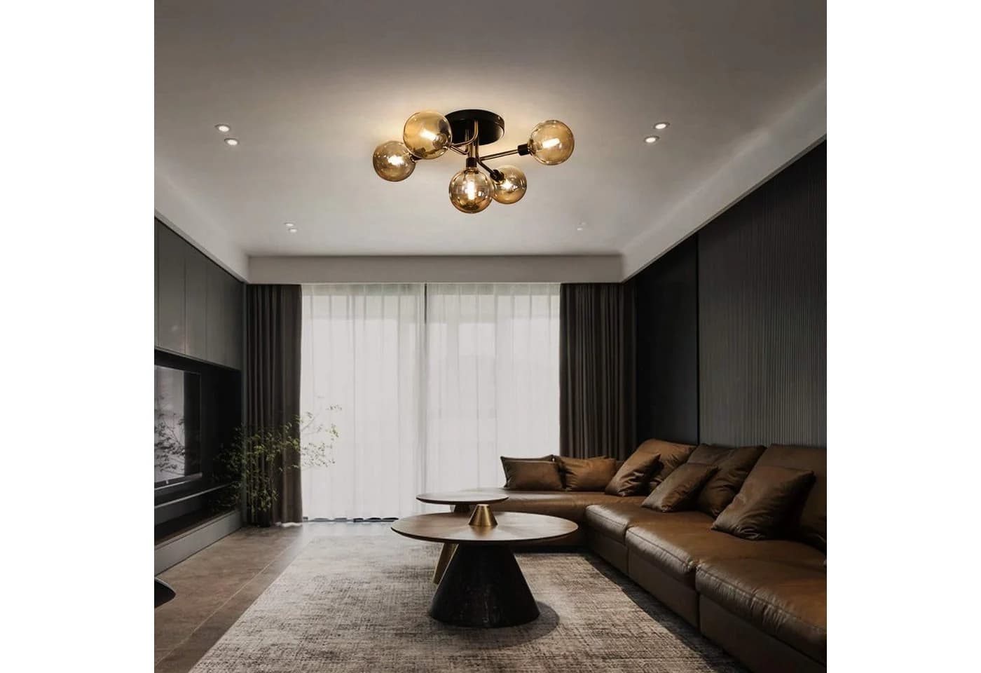 Nettlife LED Deckenleuchte 5-flammig 67 cm Bernstein - Bild 3