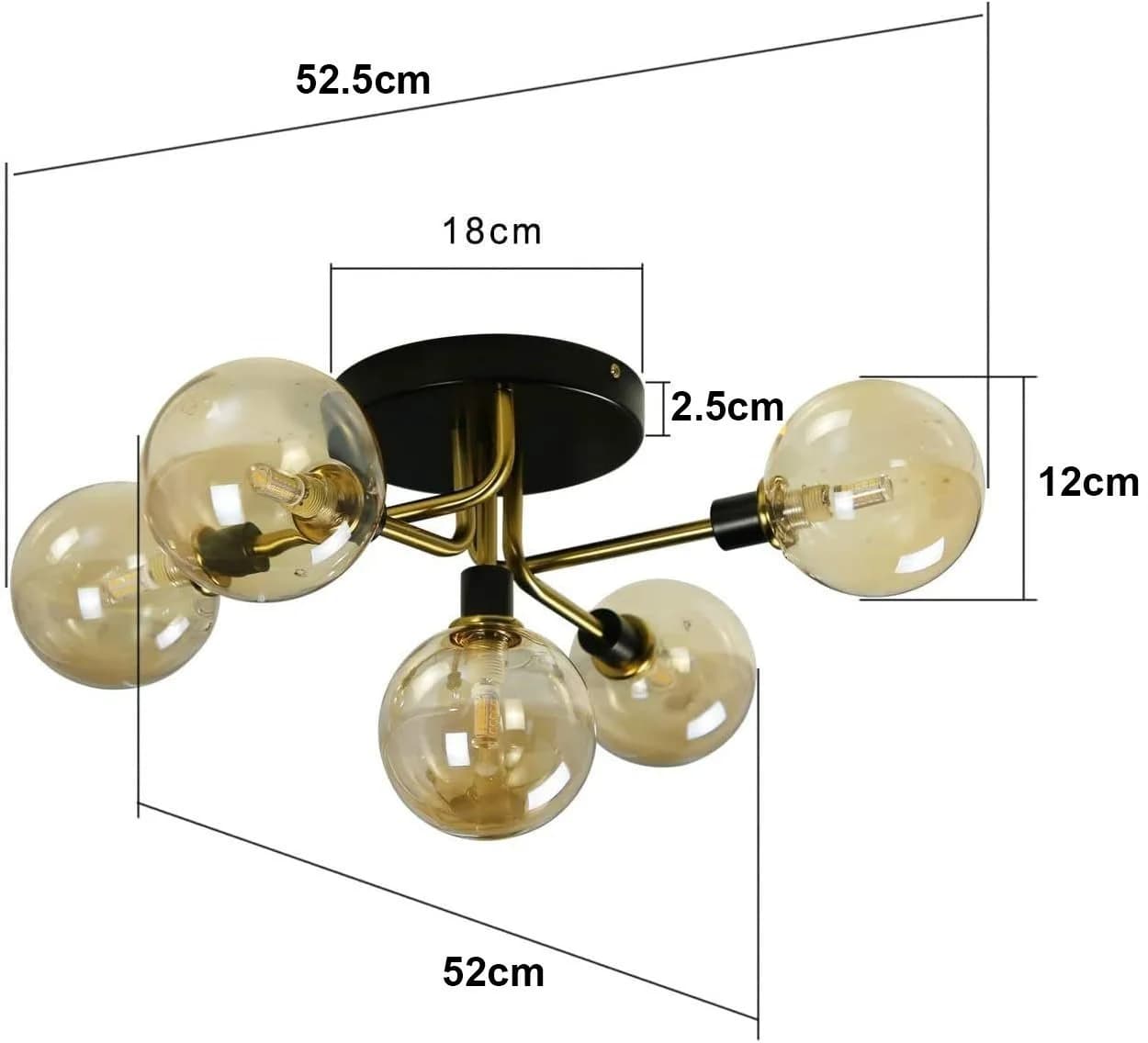 Nettlife LED Deckenleuchte 5-flammig 67 cm Bernstein - Bild 4