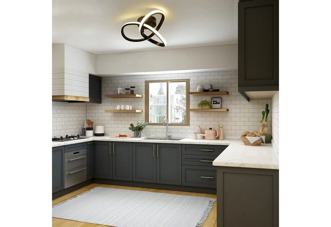 Nettlife LED Deckenleuchte Modern Schwarz-Weiß Flimmfrei Blendfrei Warmweiß - Bild 3