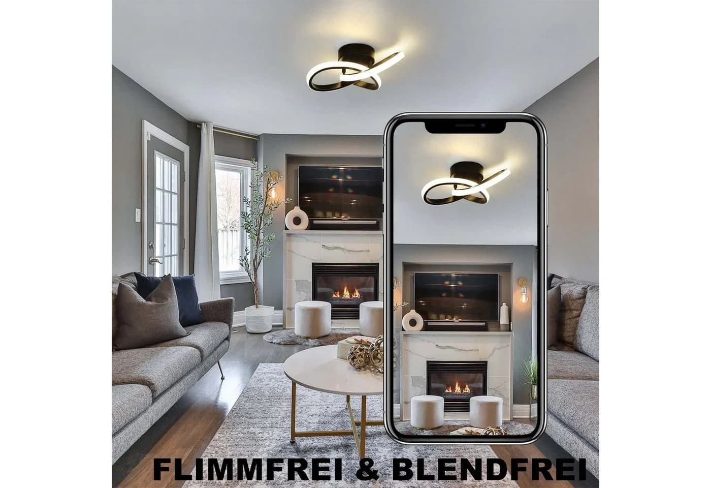 Nettlife LED Deckenleuchte Modern Schwarz-Weiß Flimmfrei Blendfrei Warmweiß - Bild 4