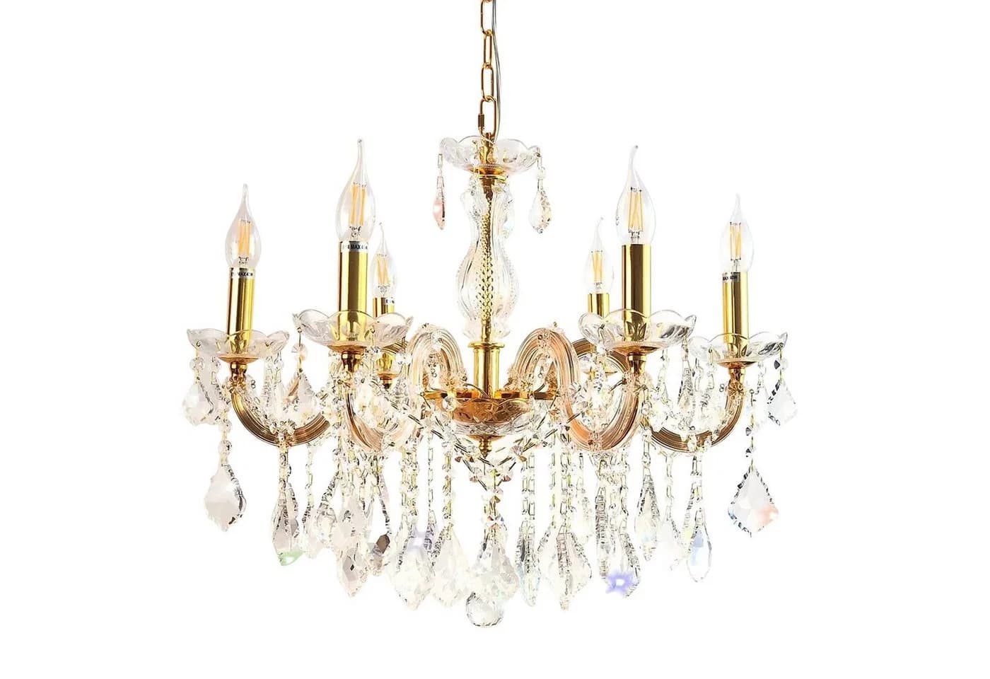 PGA-Lights Kronleuchter Kristallglas Gold Ø60cm 6 Leuchtarme - Bild 2
