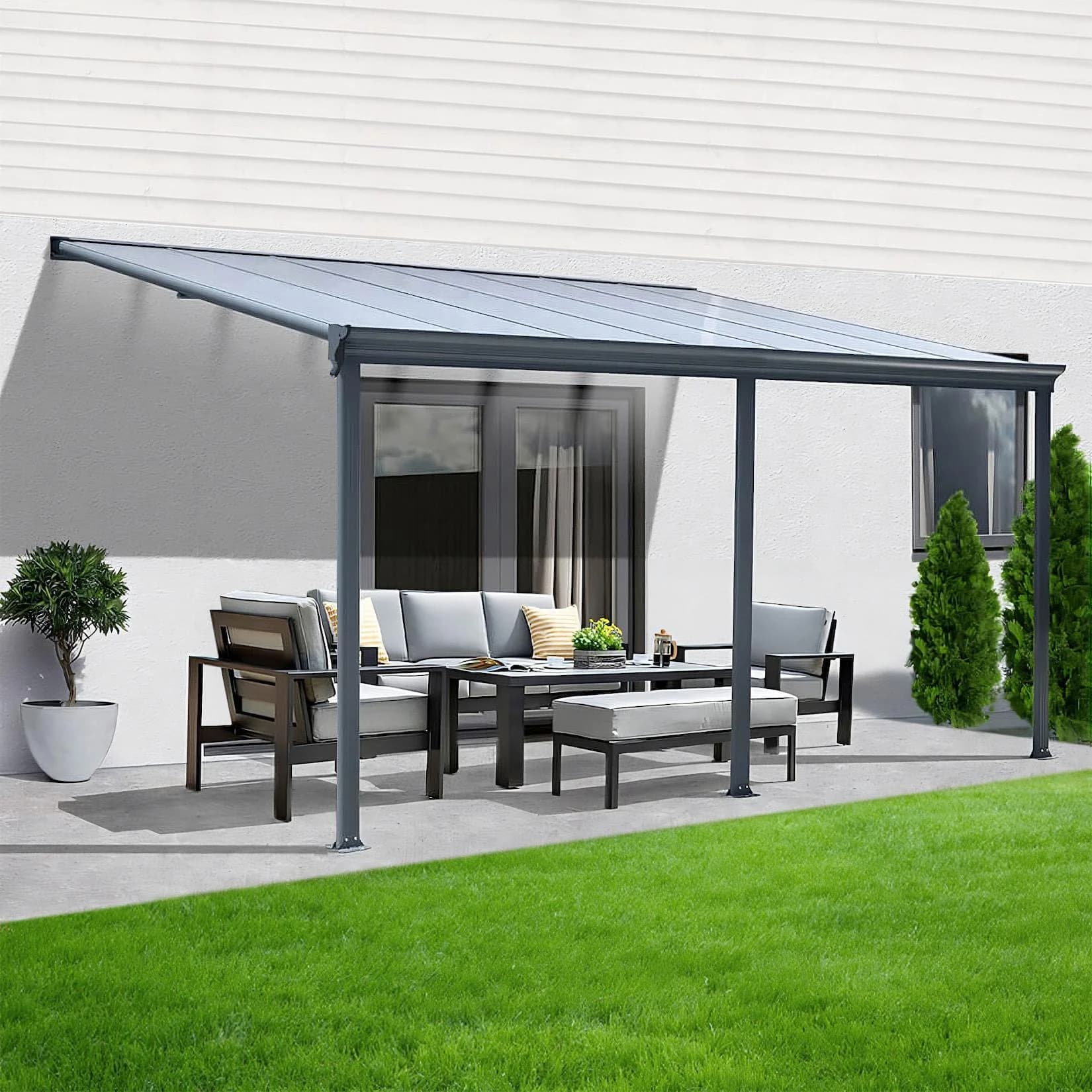 Marktkauf Terrassenüberdachung Aluminium 495 cm Grau