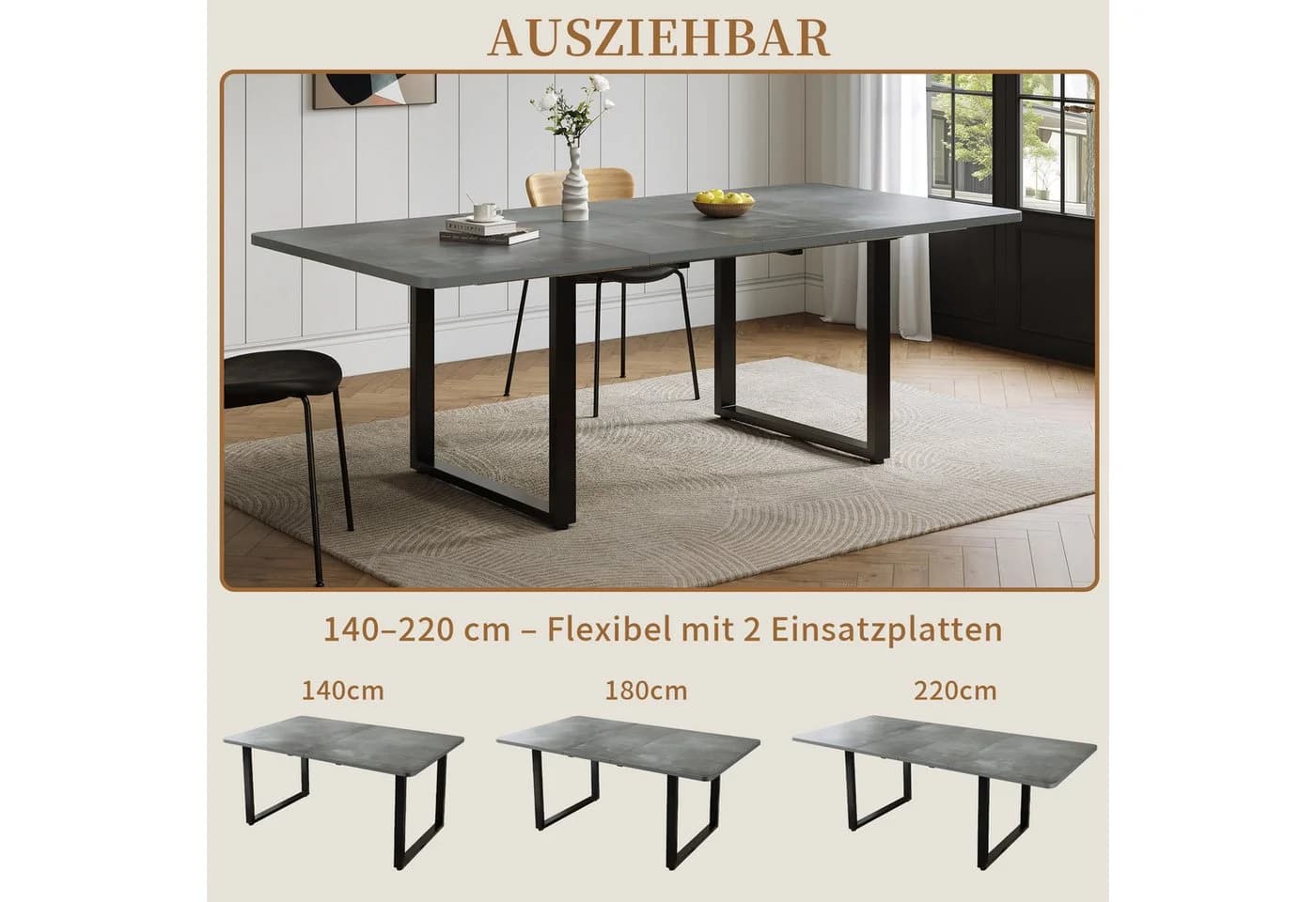 SeedWave Esstisch Ausziehbarer Küchentisch 140-220cm für 6-10 Personen - Bild 3