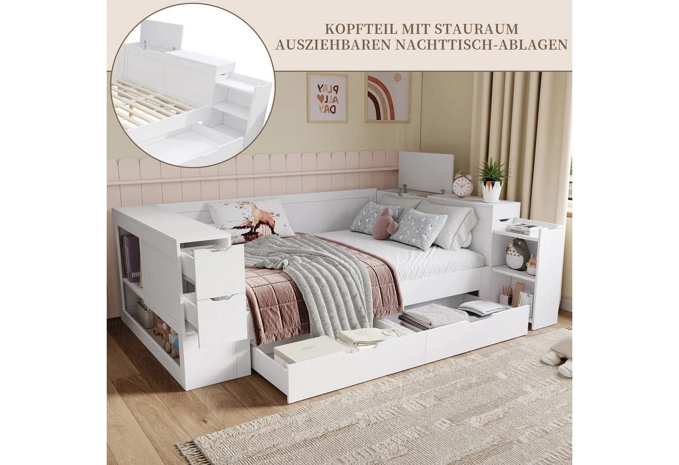 SeedWave Daybett Holzbett mit Stauraum und Schubladen - Bild 3