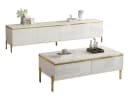 SeedWave Wohnzimmerset Lowboard & Couchtisch Weiß Hochglanz Gold Bild 2