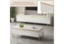 SeedWave Wohnzimmerset Lowboard & Couchtisch Weiß Hochglanz Gold Bild 3