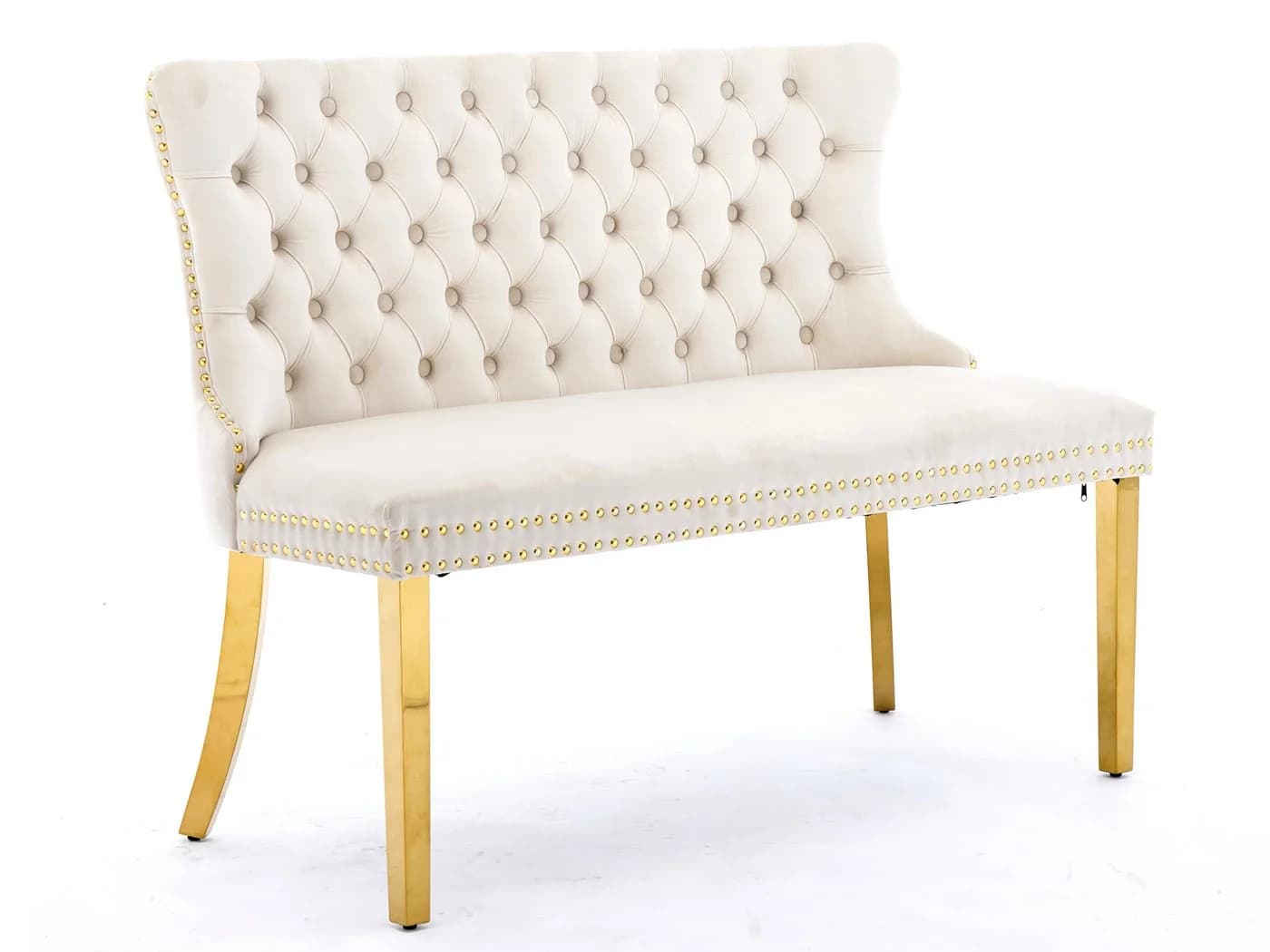 SeedWave Esszimmerbank Samt Beige/Gold Französischer Luxusstil - Bild 2