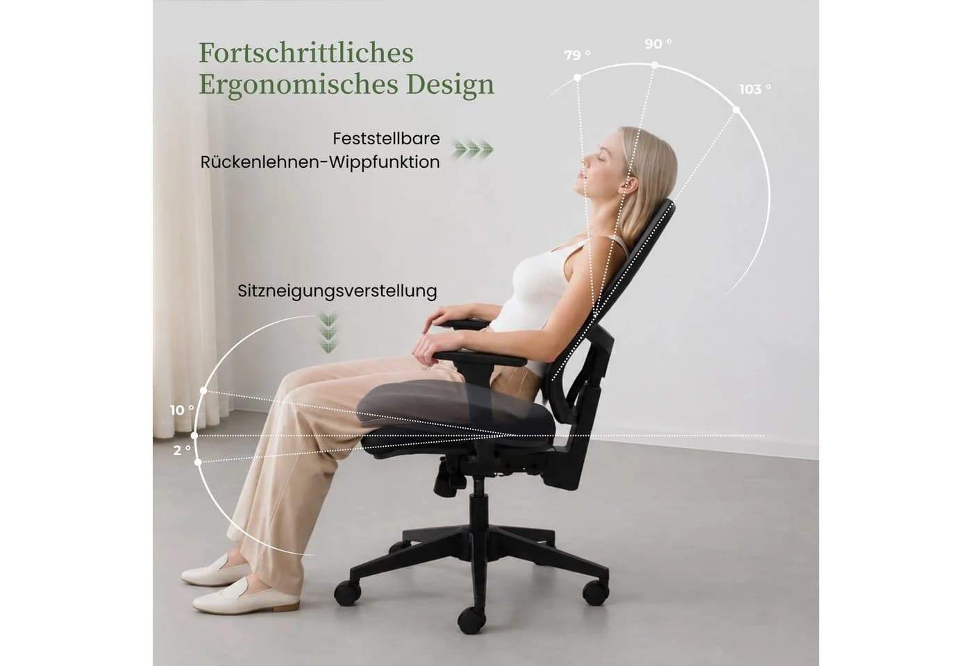 SeedWave Bürostuhl Höhenverstellbar mit Netzrücken & 3D-Armlehnen - Bild 3