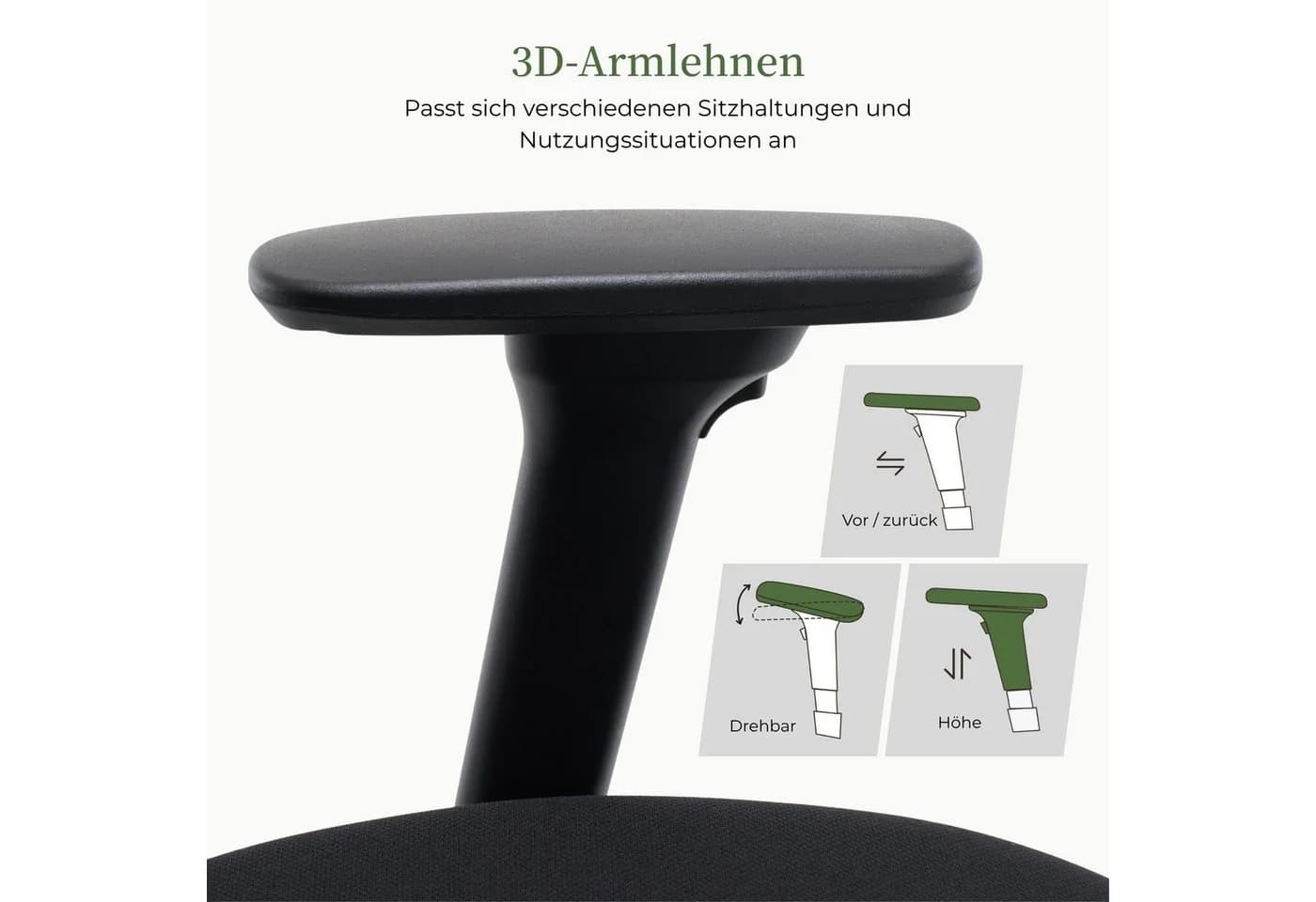 SeedWave Bürostuhl Höhenverstellbar mit Netzrücken & 3D-Armlehnen - Bild 5
