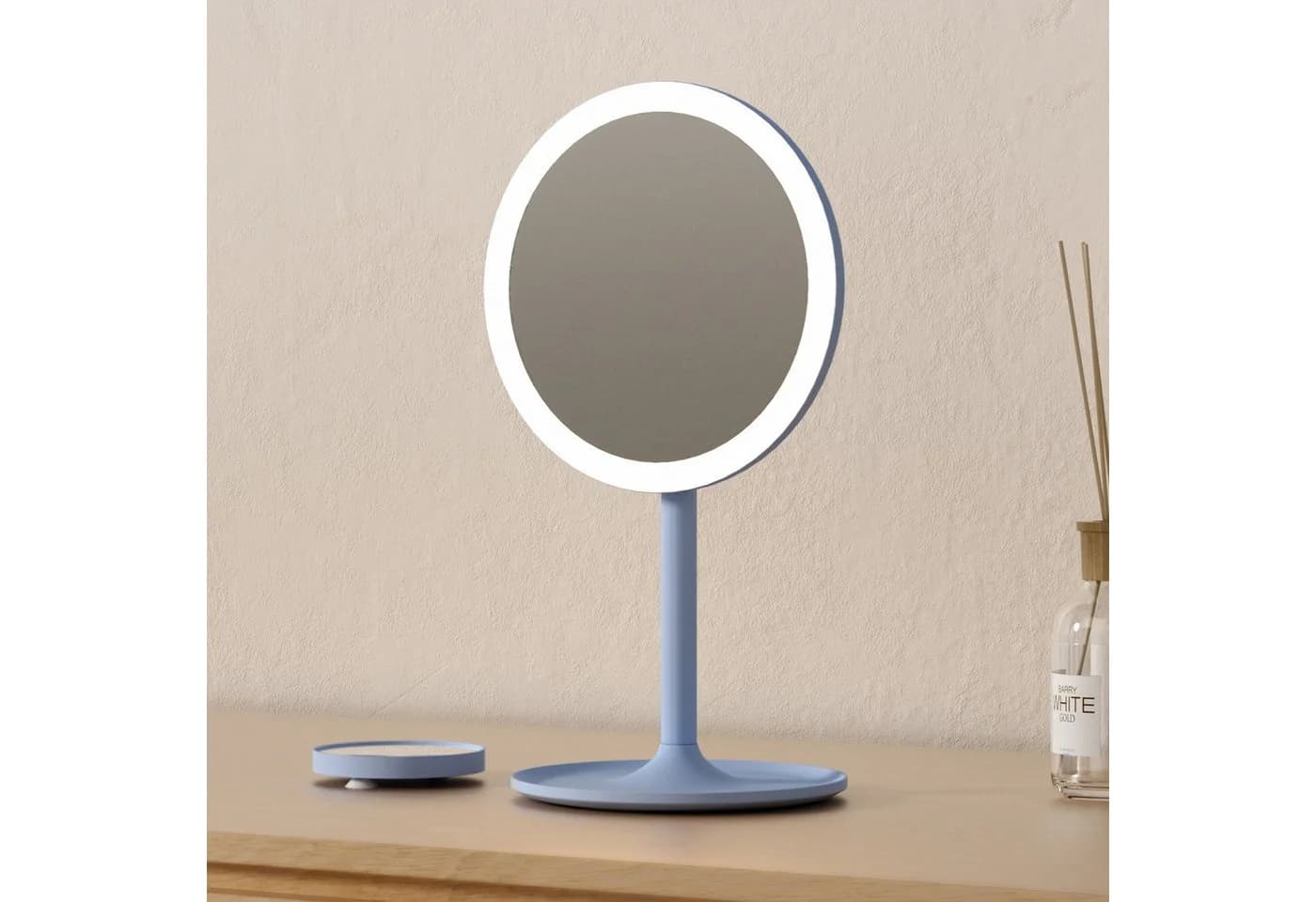 EMKE Kosmetikspiegel Macaron mit Beleuchtung 3 Lichtfarben Dimmbar 1X/3X 90°Drehbar USB Aufladbar - Bild 2