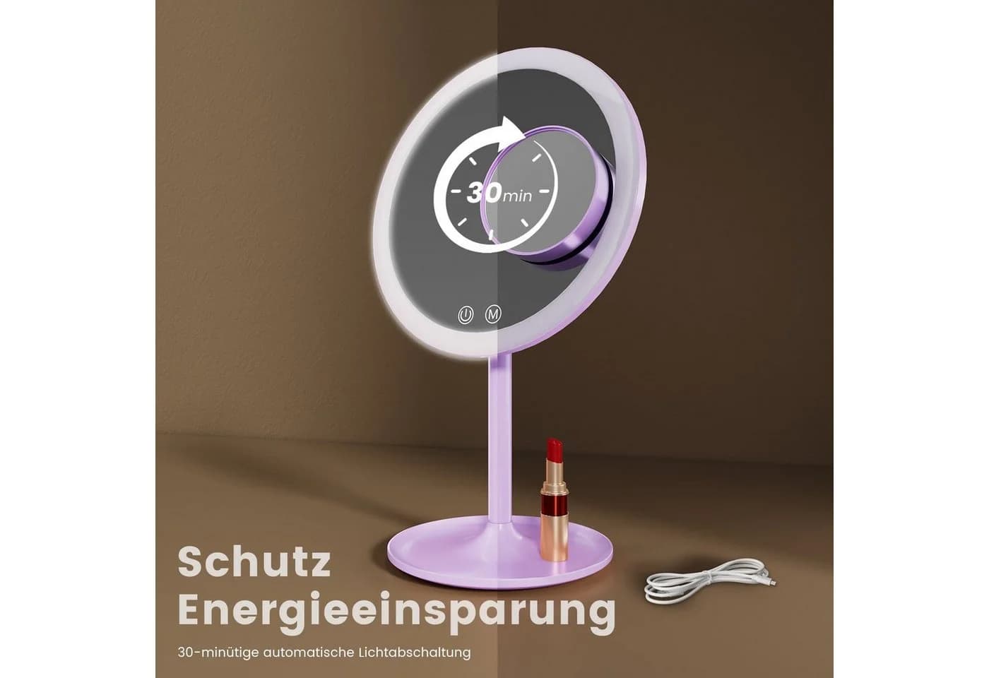EMKE Kosmetikspiegel Macaron 3 Lichtfarben Dimmbar Violett - Bild 5