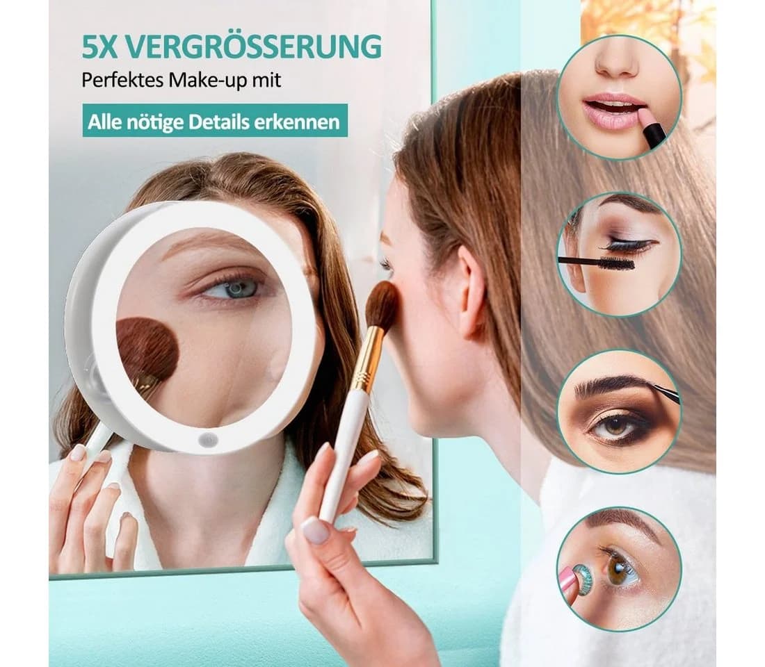EMKE Kosmetikspiegel mit 5-fach Vergrößerung Weiß - Bild 3