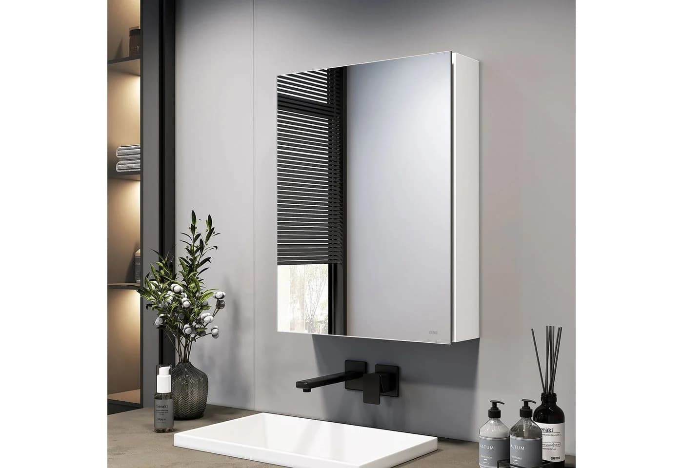 EMKE Spiegelschrank 50x65 cm Weiß Doppelseitiger Spiegel - Bild 2