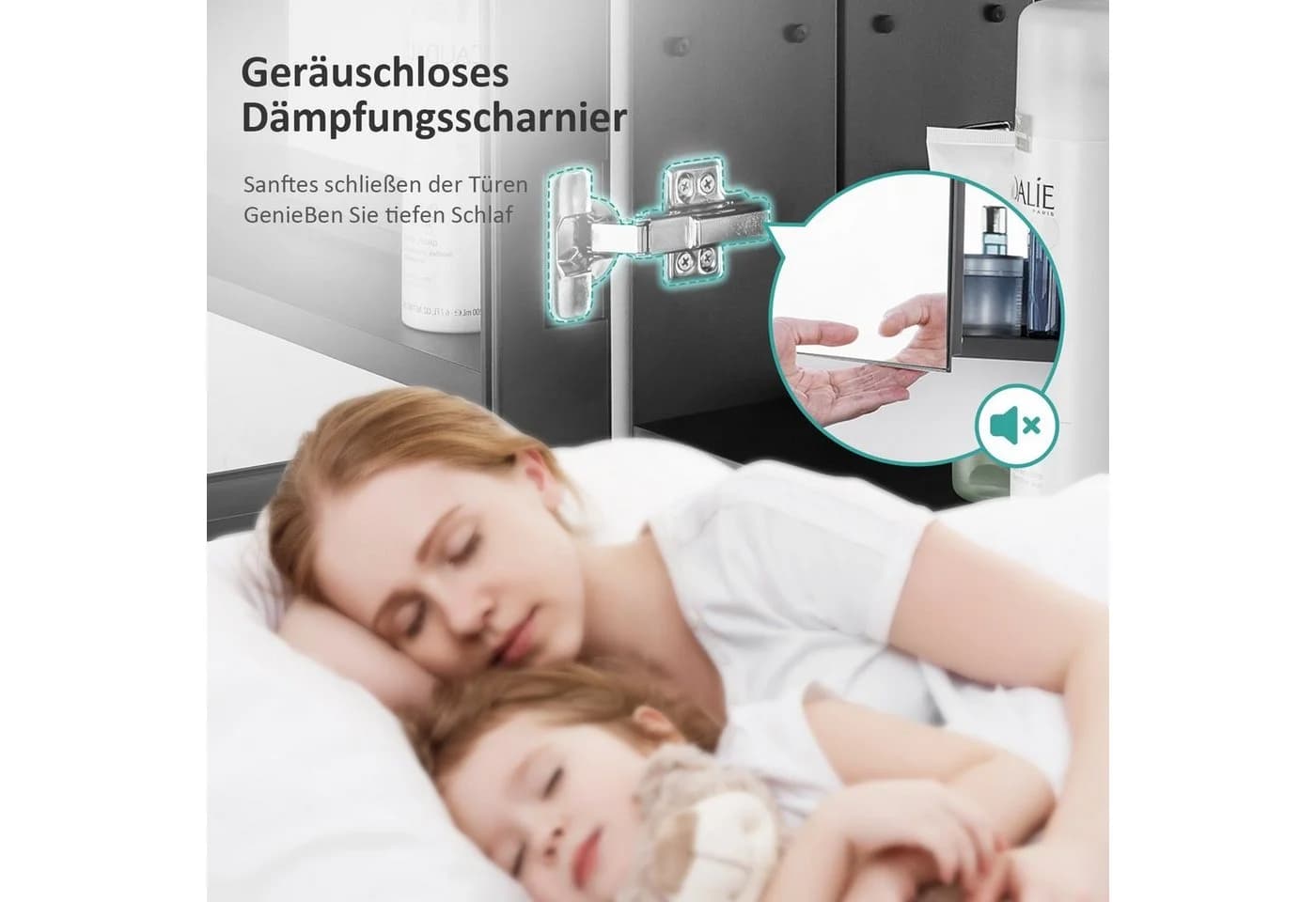 EMKE Spiegelschrank 2-türig 85x65 cm Verstellbare Glasregale - Bild 4